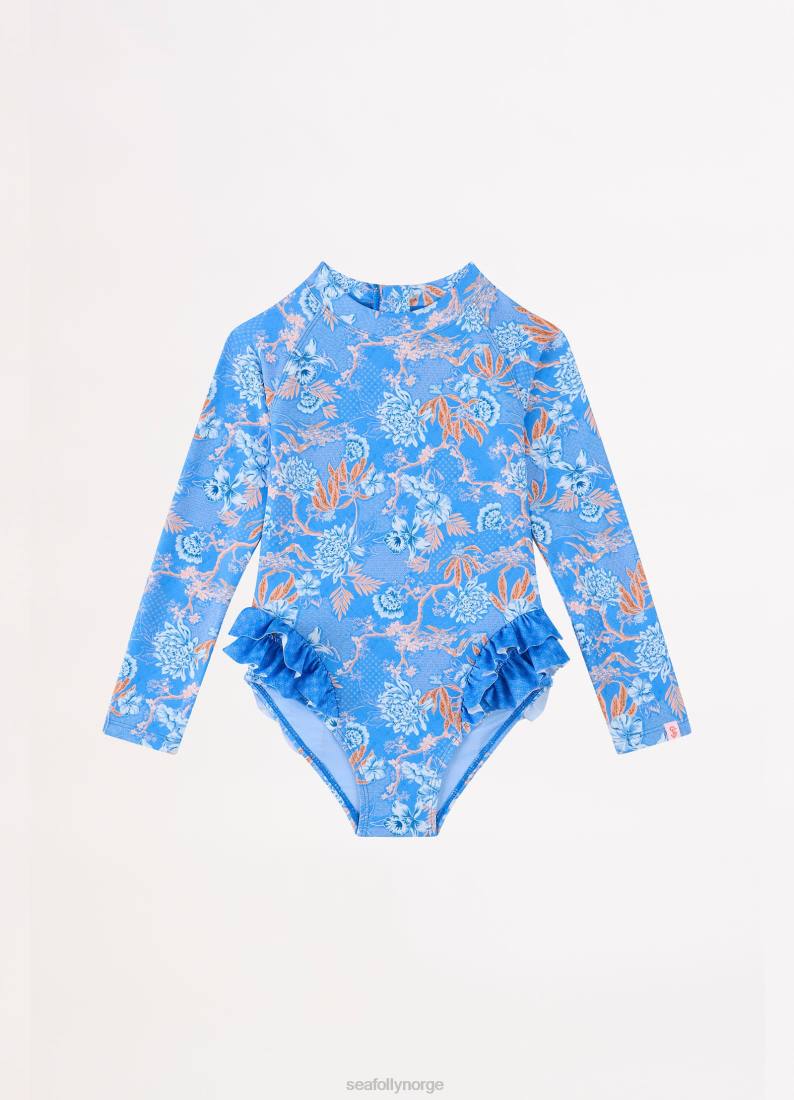 badetøy Seafolly fuji jenter frill hofte paddlesuit blå barn D86N789