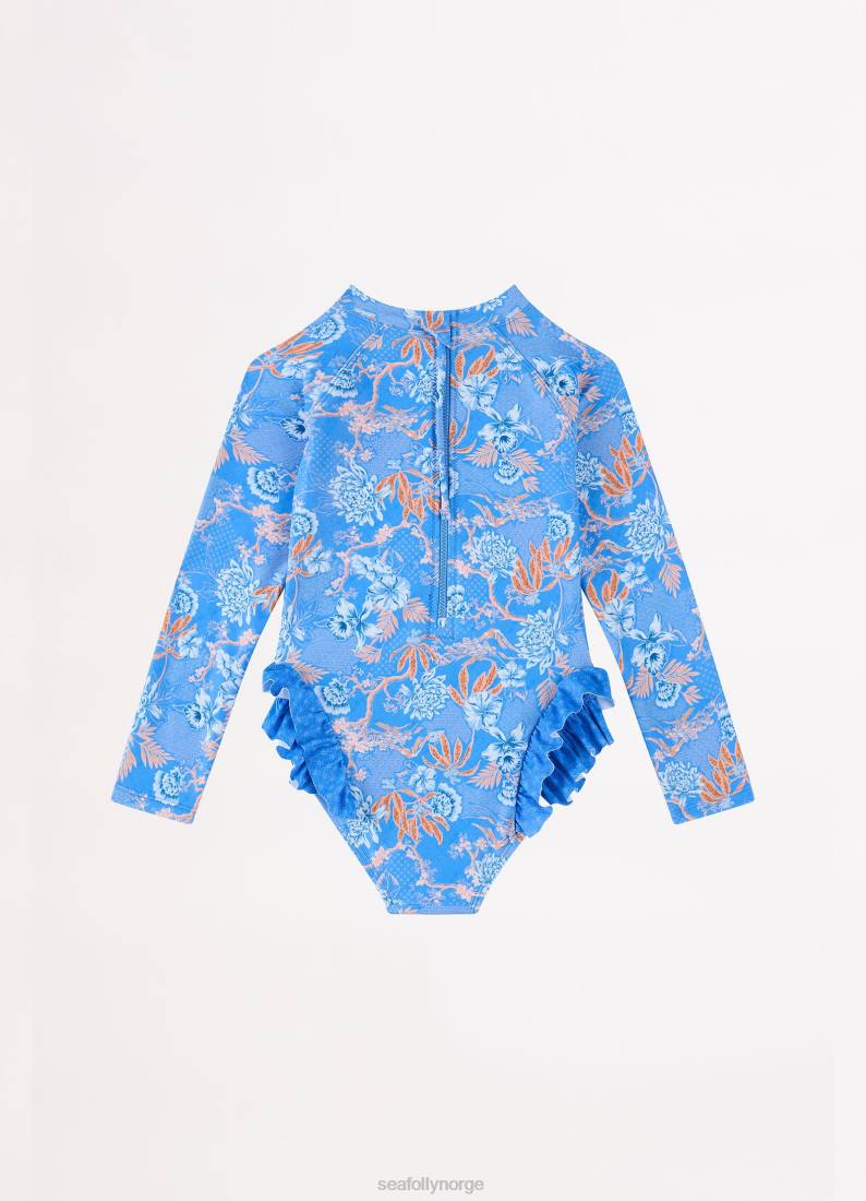 badetøy Seafolly fuji jenter frill hofte paddlesuit blå barn D86N789