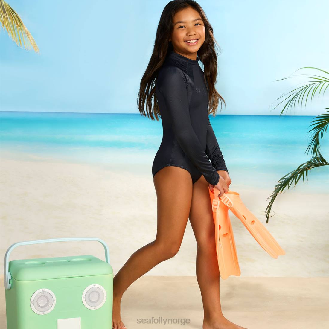 badetøy Seafolly viktig paddledress for jenter svart barn D86N798