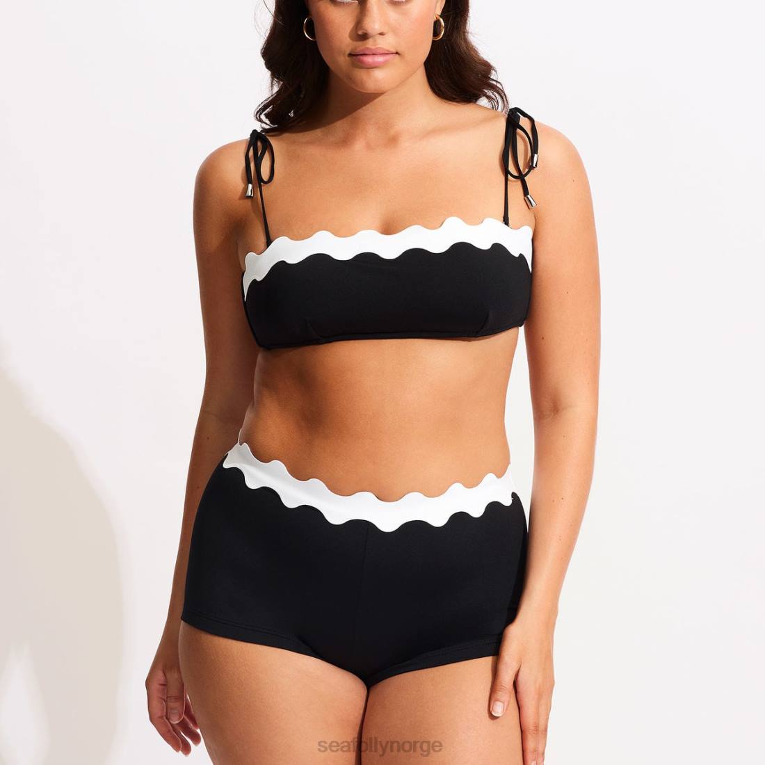 badetøy Seafolly gia ric rac bustier bandeau svart kvinner D86N566
