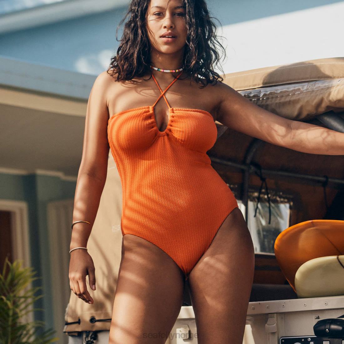 badetøy Seafolly havdykk bandeau ett stykke mandarin kvinner D86N63