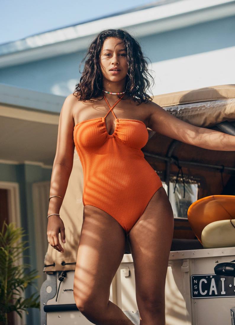 badetøy Seafolly havdykk bandeau ett stykke mandarin kvinner D86N63