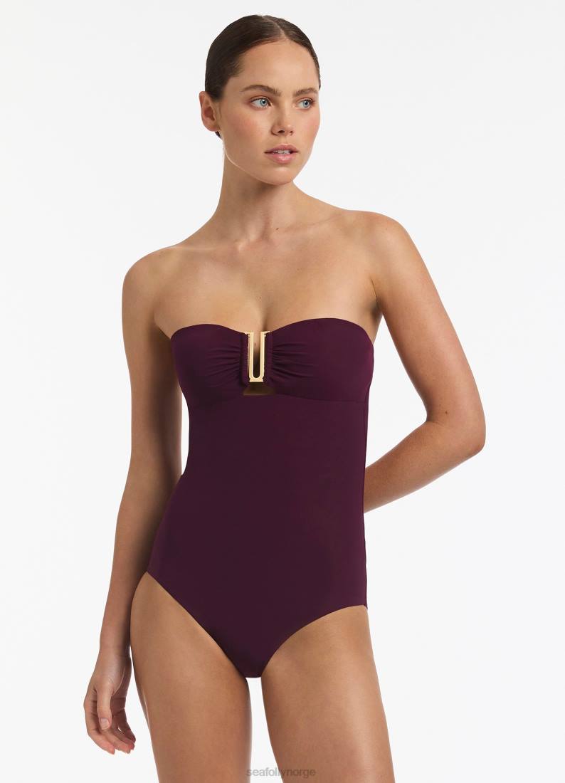 badetøy Seafolly jetset bandeau i ett stykke havn kvinner D86N111