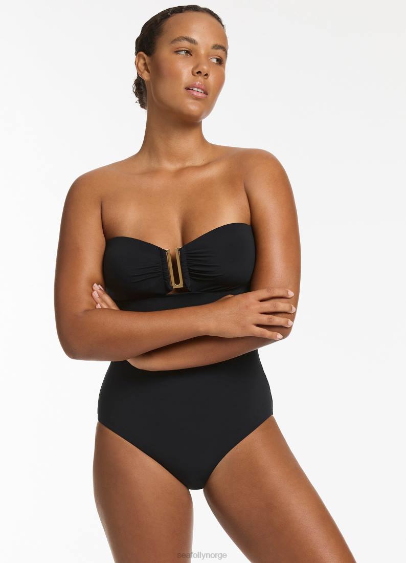 badetøy Seafolly jetset bandeau i ett stykke svart kvinner D86N34