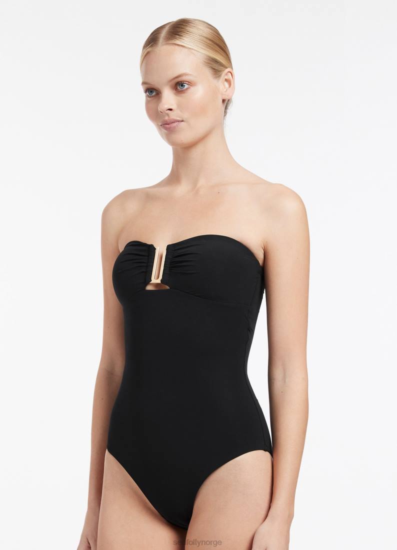 badetøy Seafolly jetset bandeau i ett stykke svart kvinner D86N34