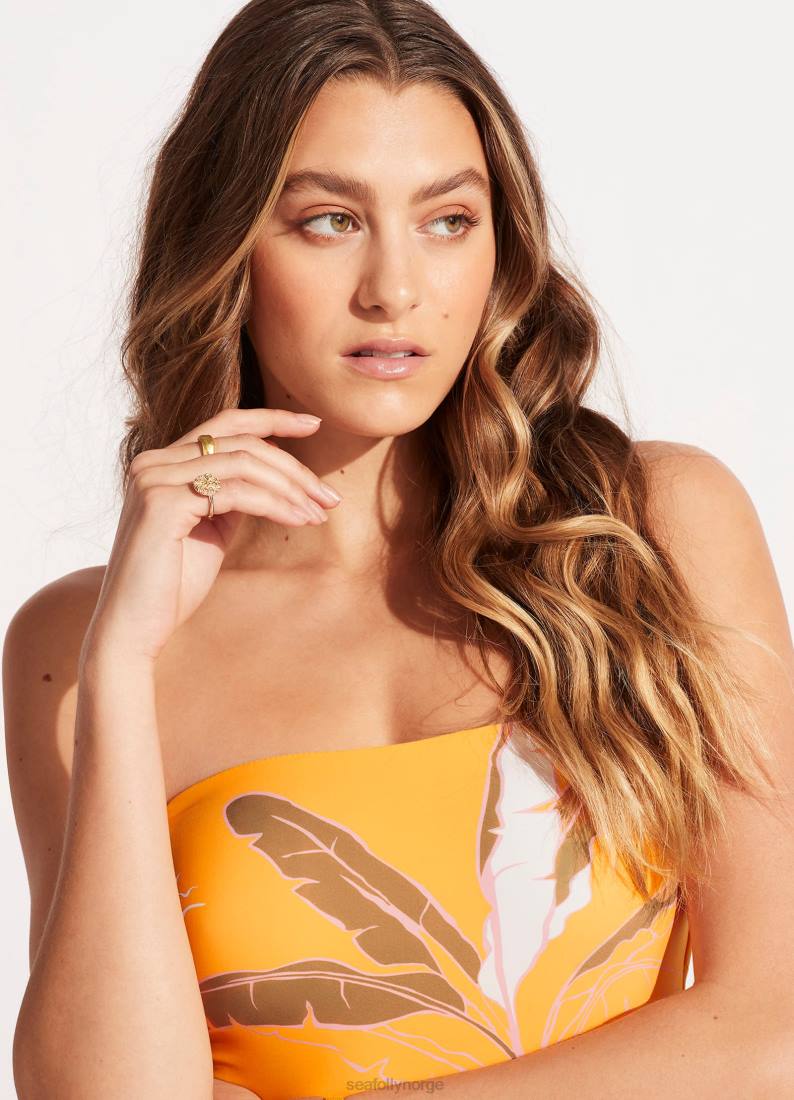 badetøy Seafolly palm paradis bandeau ett stykke stein melon kvinner D86N89
