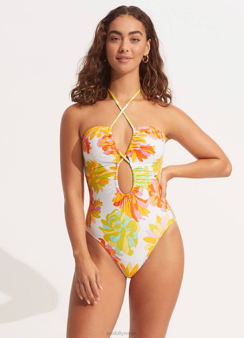 badetøy Seafolly palm springs bandeau ett stykke lime lys rampelyset kvinner D86N123