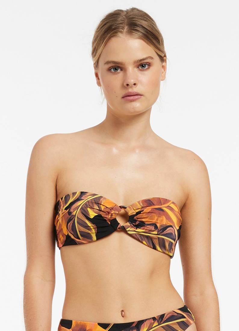 badetøy Seafolly palmas trim bandeau svart kvinner D86N421