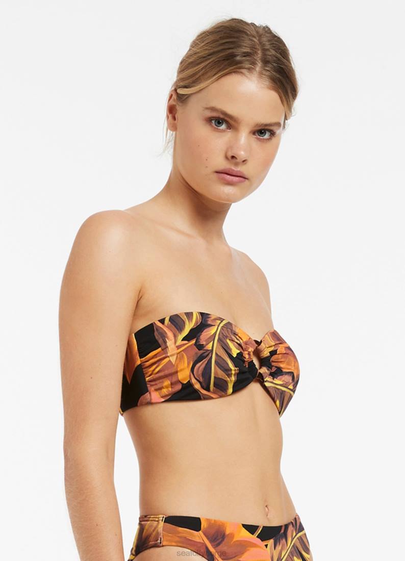badetøy Seafolly palmas trim bandeau svart kvinner D86N421