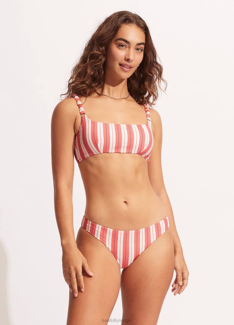 badetøy Seafolly cabana bralette med rynket rem solkysset korall kvinner D86N424