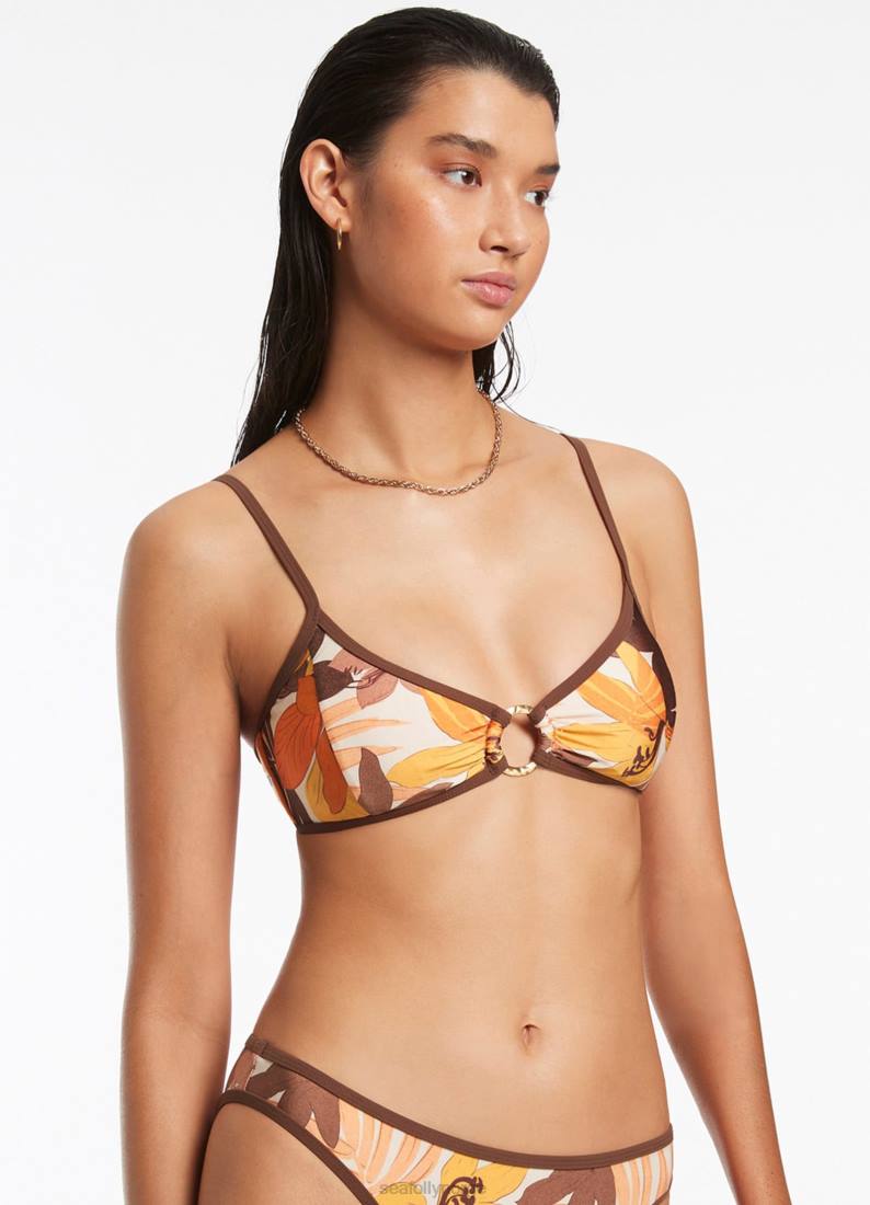 badetøy Seafolly floreale trim bralette latte kvinner D86N415