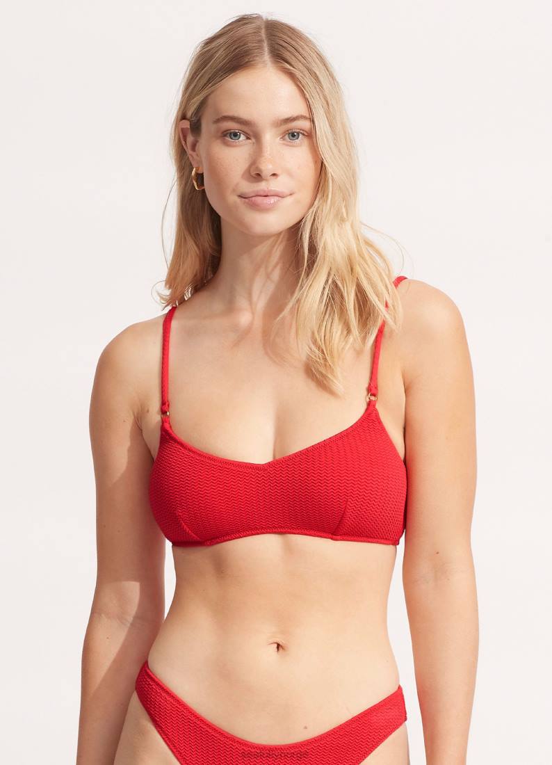 badetøy Seafolly havdykk bralette chili rød kvinner D86N385
