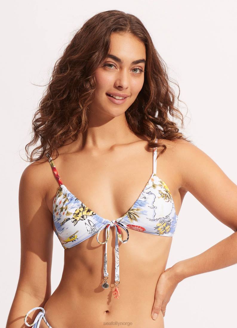 badetøy Seafolly kyst til kyst bralette med snøring pulver blå kvinner D86N572