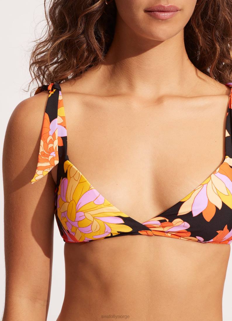 badetøy Seafolly palmefjærer omslutter bralette foran svart kvinner D86N427