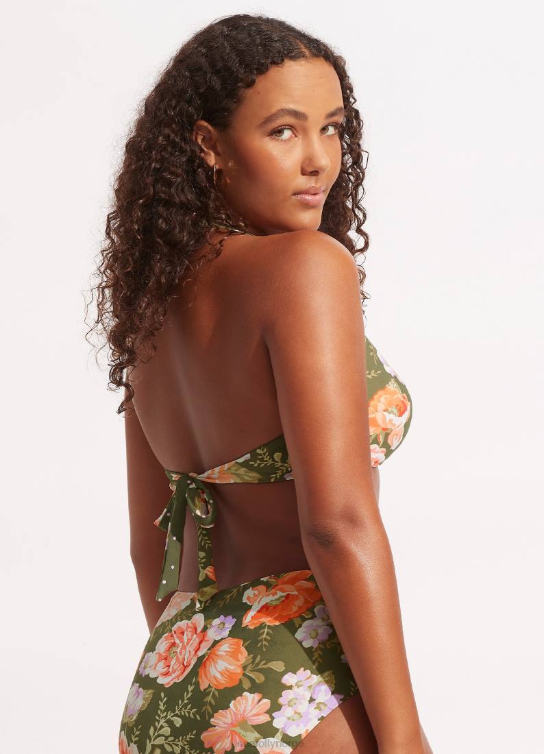 badetøy Seafolly paradis garden tab front grime bh avokado kvinner D86N609