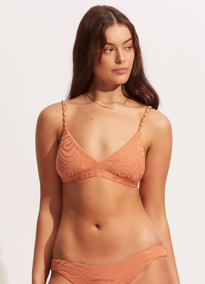 badetøy Seafolly second wave fast tri bra kobberbrun kvinner D86N606