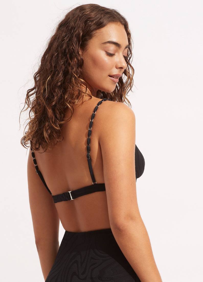 badetøy Seafolly second wave fixedtri bh svart kvinner D86N612