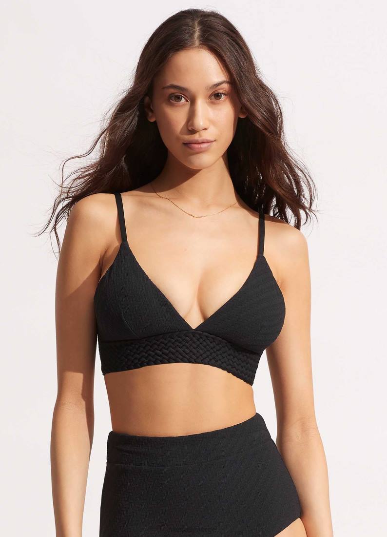 badetøy Seafolly seljebåndet bralette svart kvinner D86N367