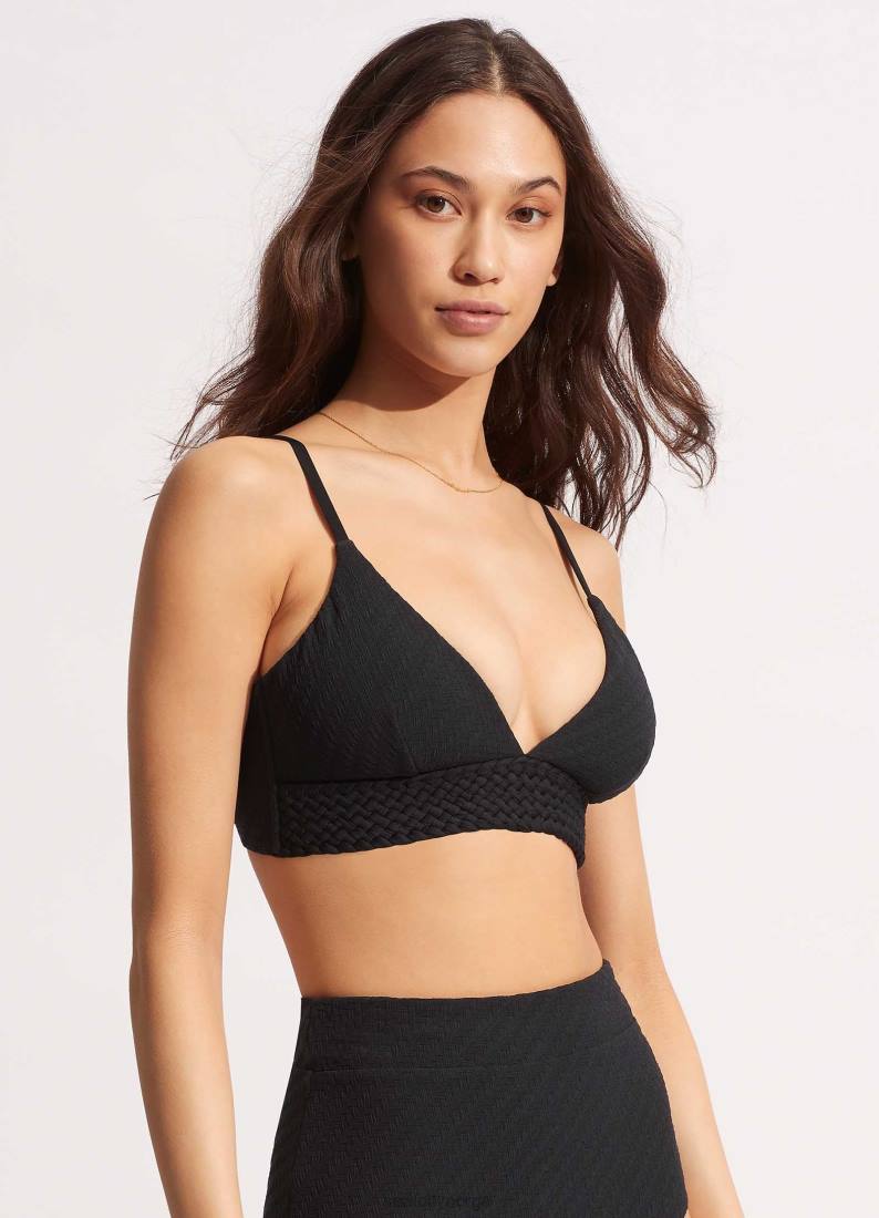 badetøy Seafolly seljebåndet bralette svart kvinner D86N367
