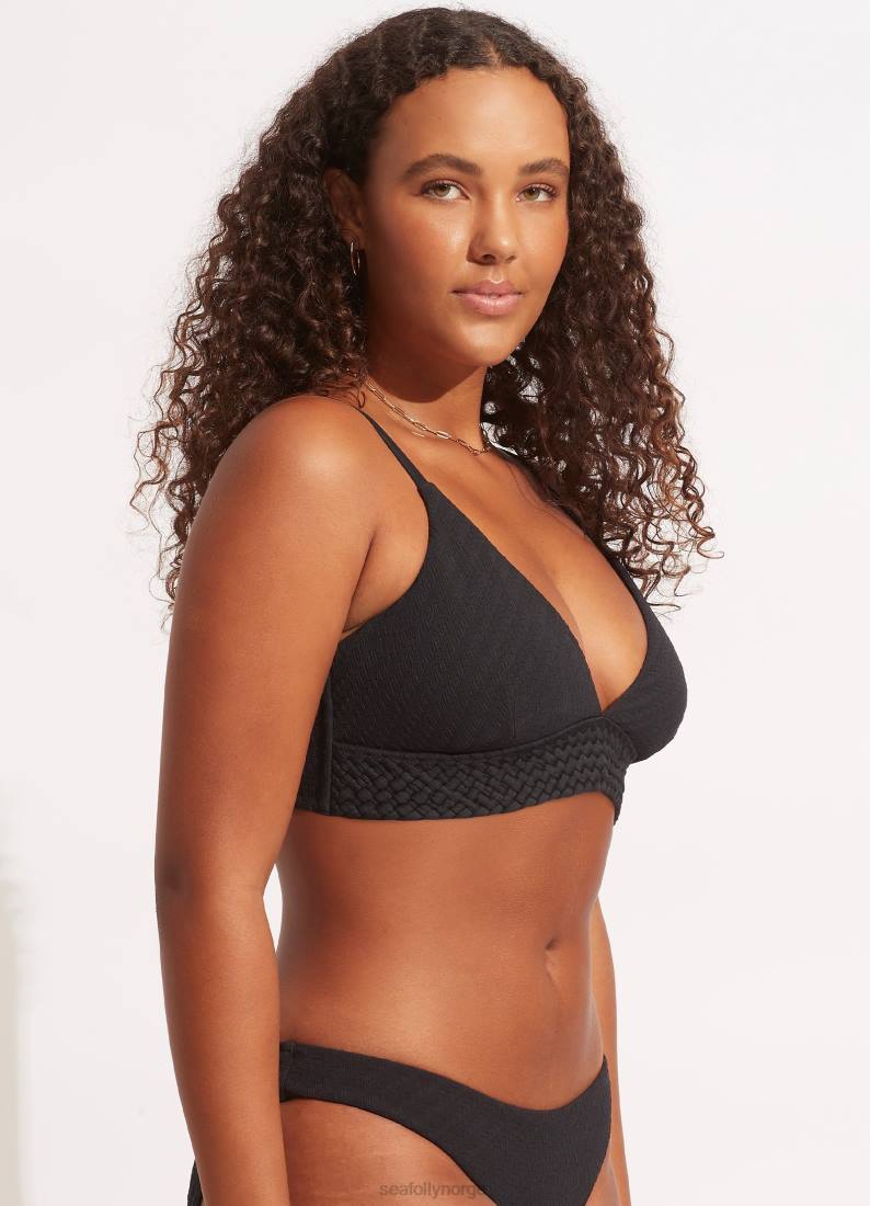 badetøy Seafolly seljebåndet bralette svart kvinner D86N367