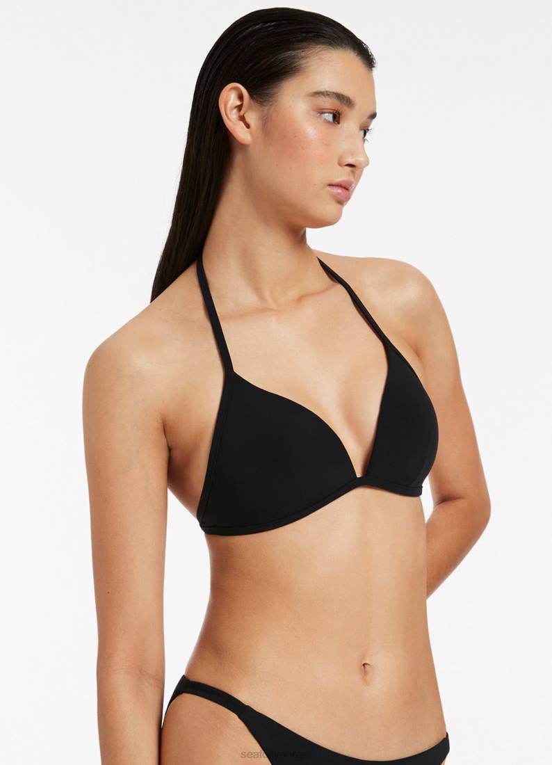 badetøy Seafolly Jetset støpt trekant bikini topp svart kvinner D86N346