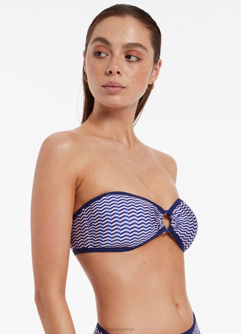 badetøy Seafolly amoudi trim bandeau bikini topp safir kvinner D86N453