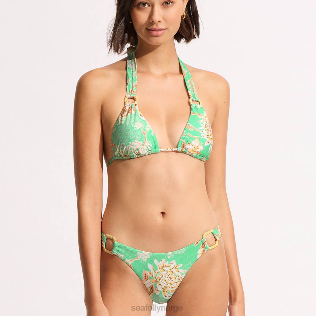 badetøy Seafolly eden slide triangel bikini topp mynte kvinner D86N186
