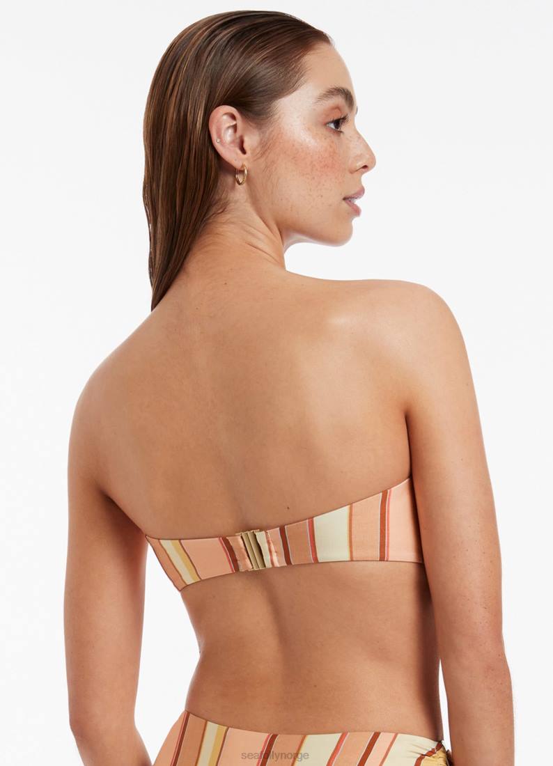 badetøy Seafolly fira stripete bandeau bikini topp fløyelsblomst kvinner D86N450