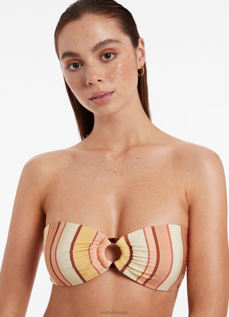 badetøy Seafolly fira stripete bandeau bikini topp fløyelsblomst kvinner D86N450