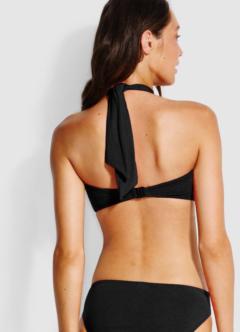 badetøy Seafolly grime bandeau bikini topp svart kvinner D86N290