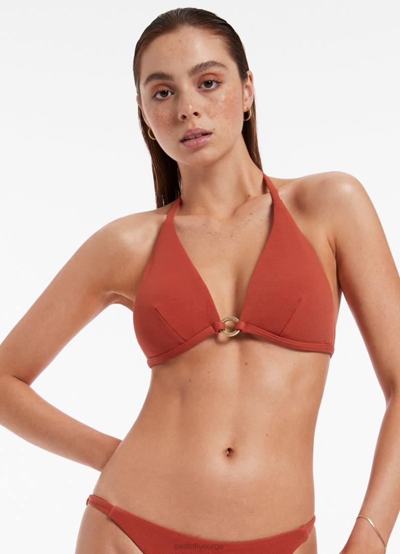 badetøy Seafolly isla rib grime trekant bikini topp russet kvinner D86N354