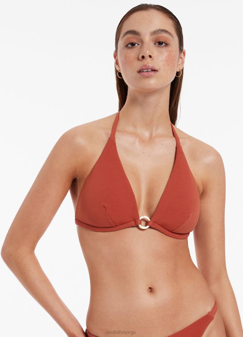 badetøy Seafolly isla rib grime trekant bikini topp russet kvinner D86N354
