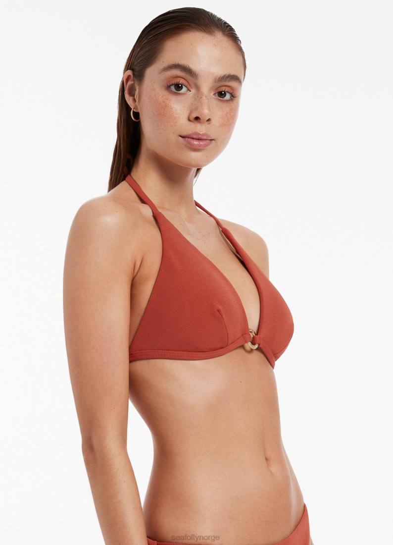 badetøy Seafolly isla rib grime trekant bikini topp russet kvinner D86N354