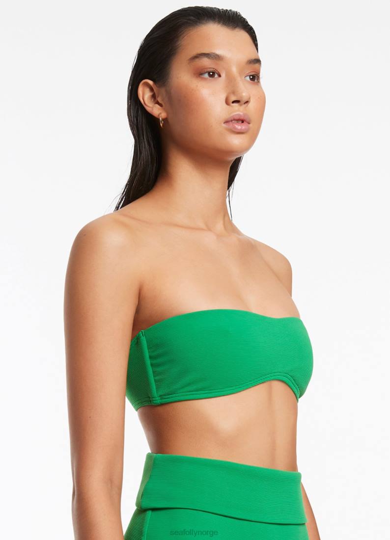 badetøy Seafolly isla rib minimal bandeau bikini topp grønn kvinner D86N381