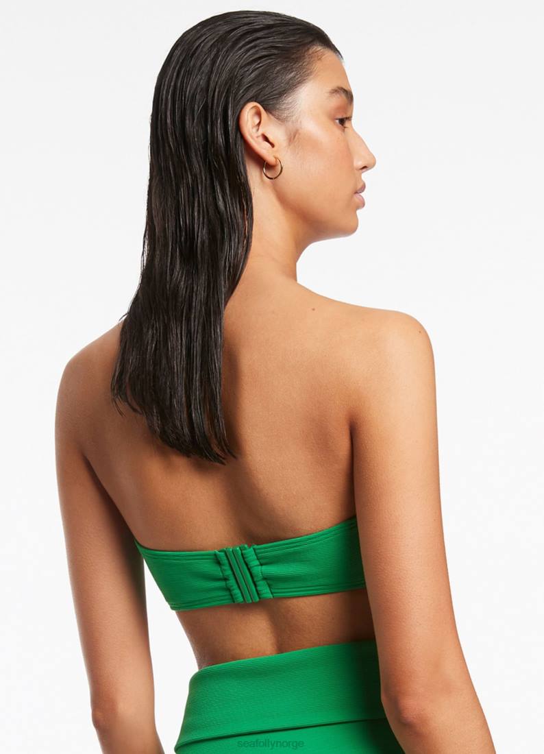 badetøy Seafolly isla rib minimal bandeau bikini topp grønn kvinner D86N381