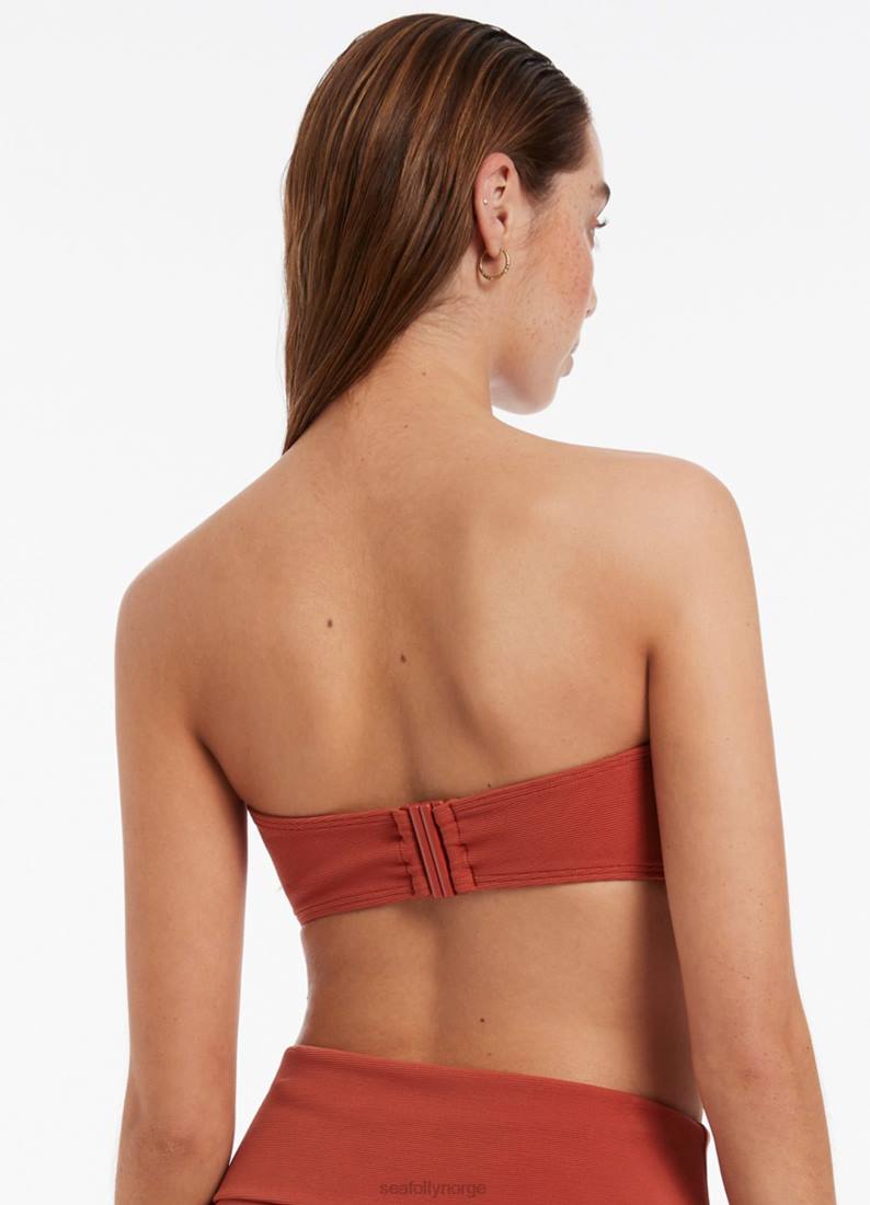 badetøy Seafolly isla rib minimal bandeau bikini topp russet kvinner D86N420