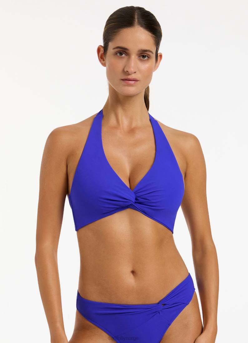 badetøy Seafolly jetset d-dd twist bikinitopp foran safir kvinner D86N264