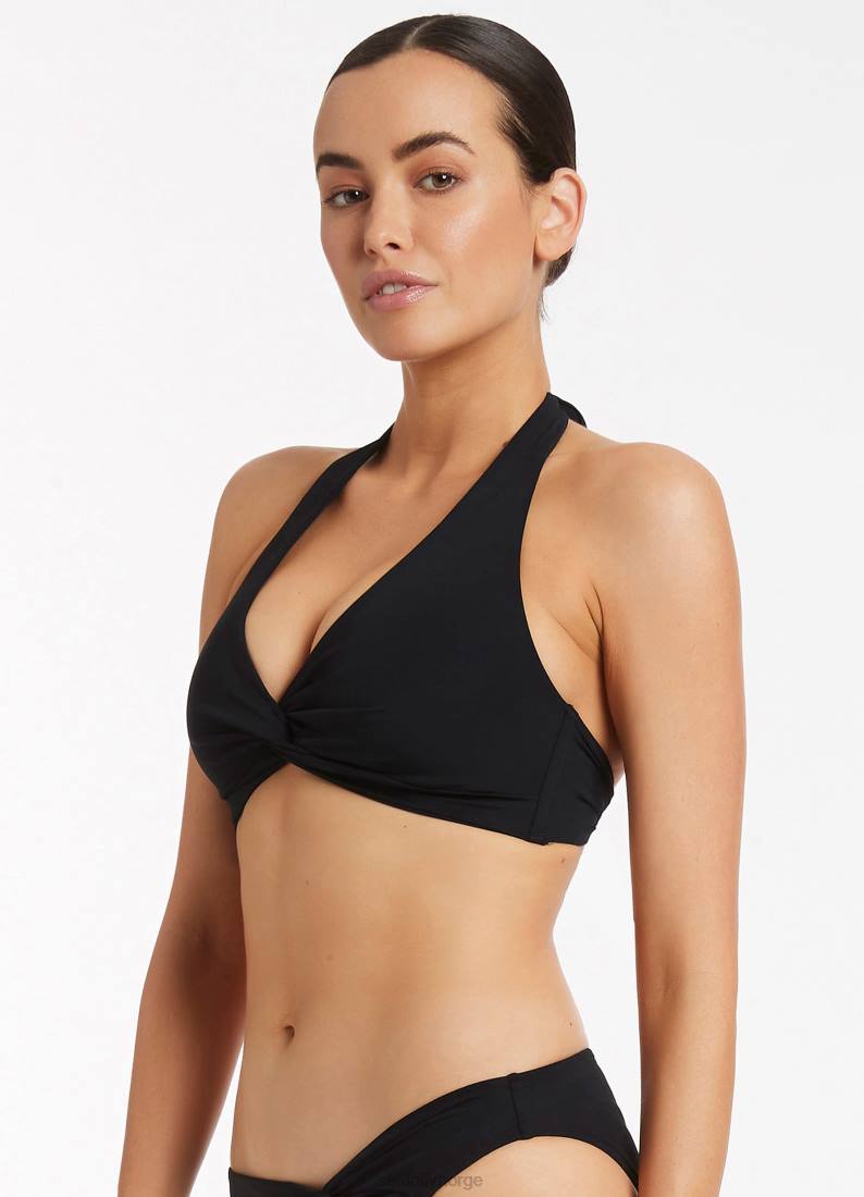 badetøy Seafolly jetset d-dd twist bikinitopp foran svart kvinner D86N277