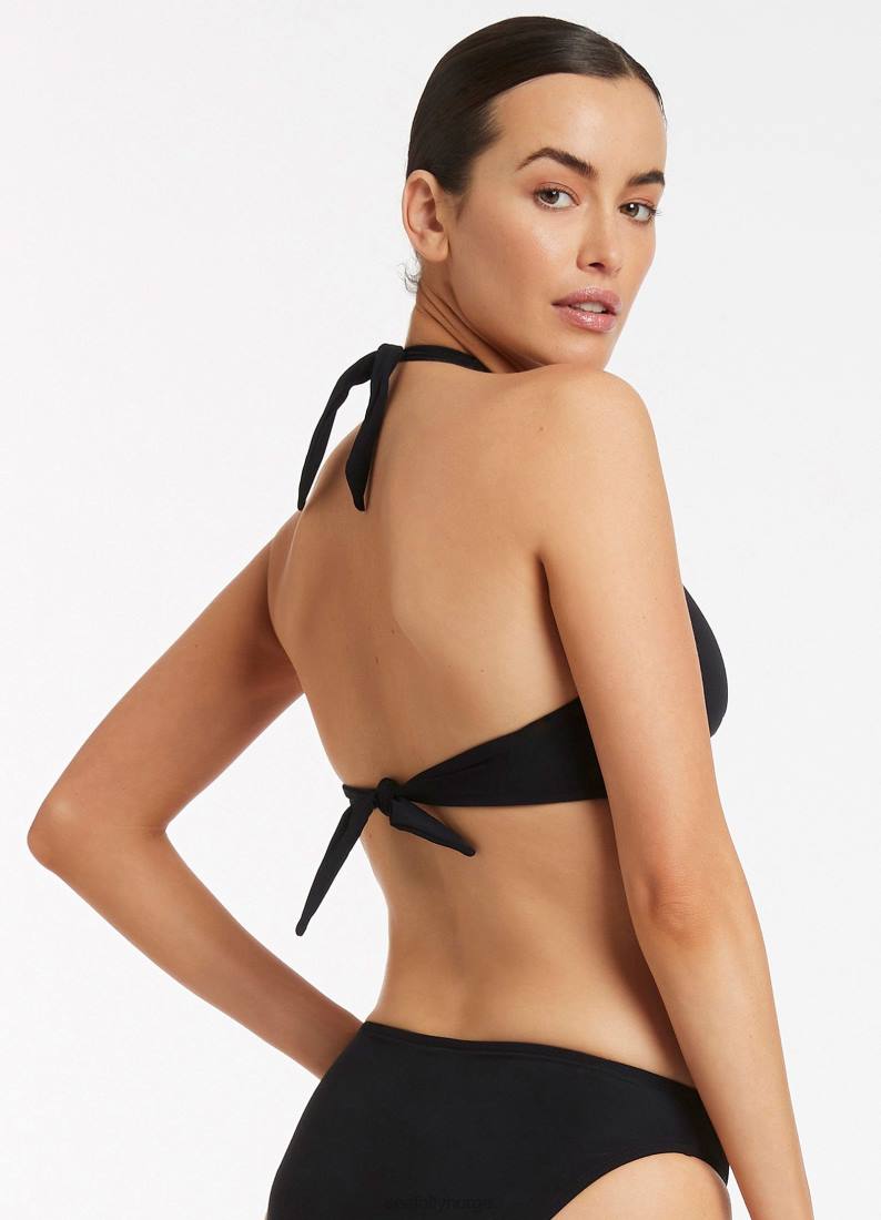 badetøy Seafolly jetset d-dd twist bikinitopp foran svart kvinner D86N277