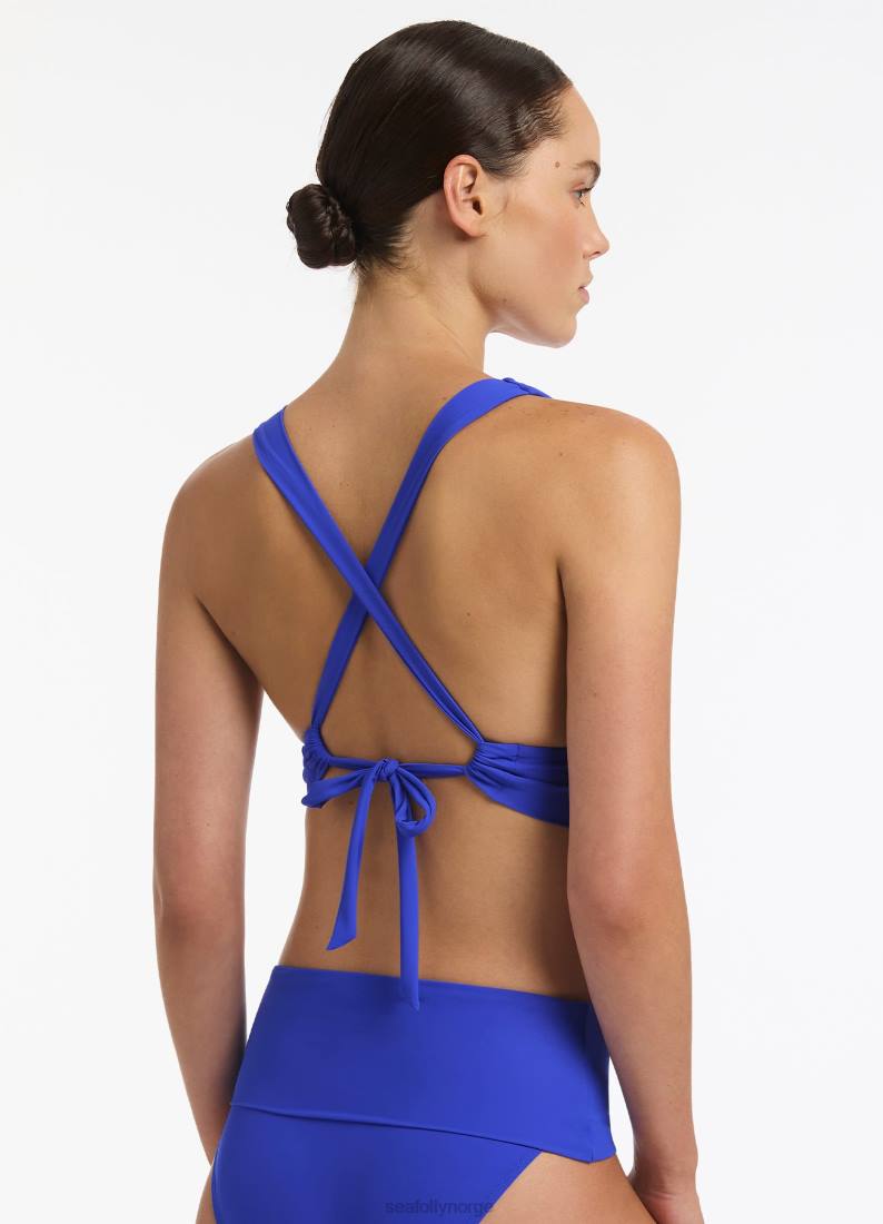 badetøy Seafolly jetset myk trekant bikini topp safir kvinner D86N256