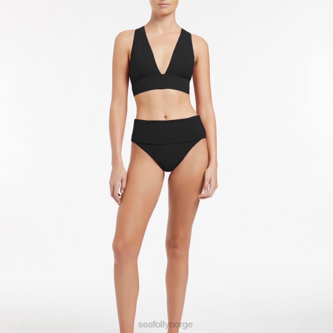 badetøy Seafolly jetset myk trekant bikini topp svart kvinner D86N258