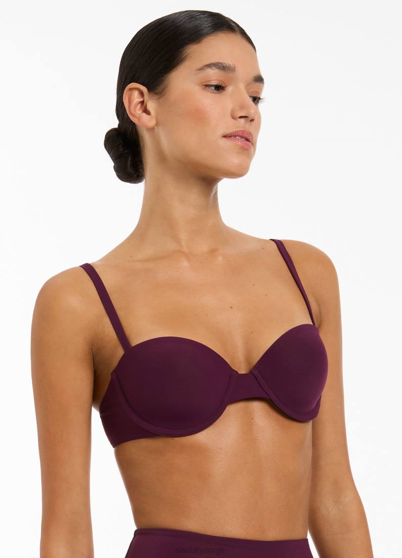 badetøy Seafolly jetset støpt balconette bikini topp havn kvinner D86N398