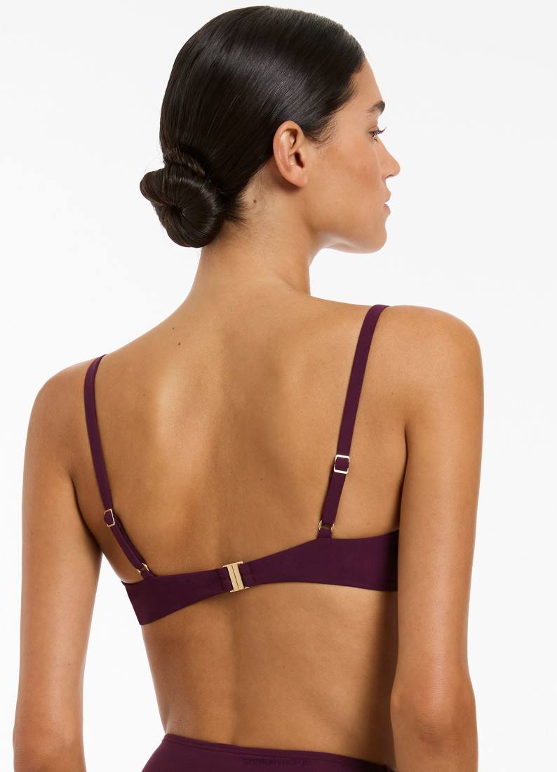 badetøy Seafolly jetset støpt balconette bikini topp havn kvinner D86N398