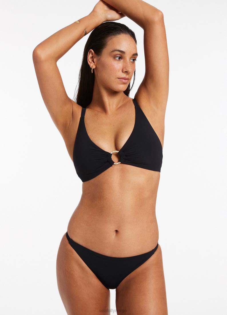 badetøy Seafolly jetset trim c-d triangel bikini topp svart kvinner D86N361