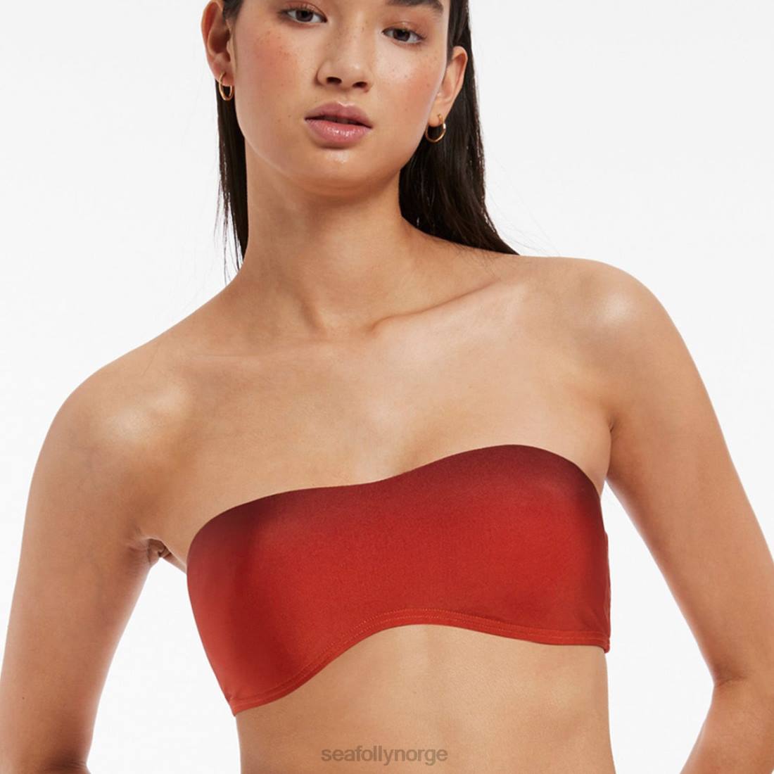badetøy Seafolly oia sunset minimal bandeau bikini topp brent oransje kvinner D86N448