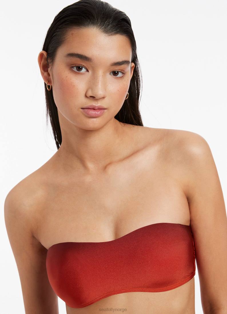 badetøy Seafolly oia sunset minimal bandeau bikini topp brent oransje kvinner D86N448