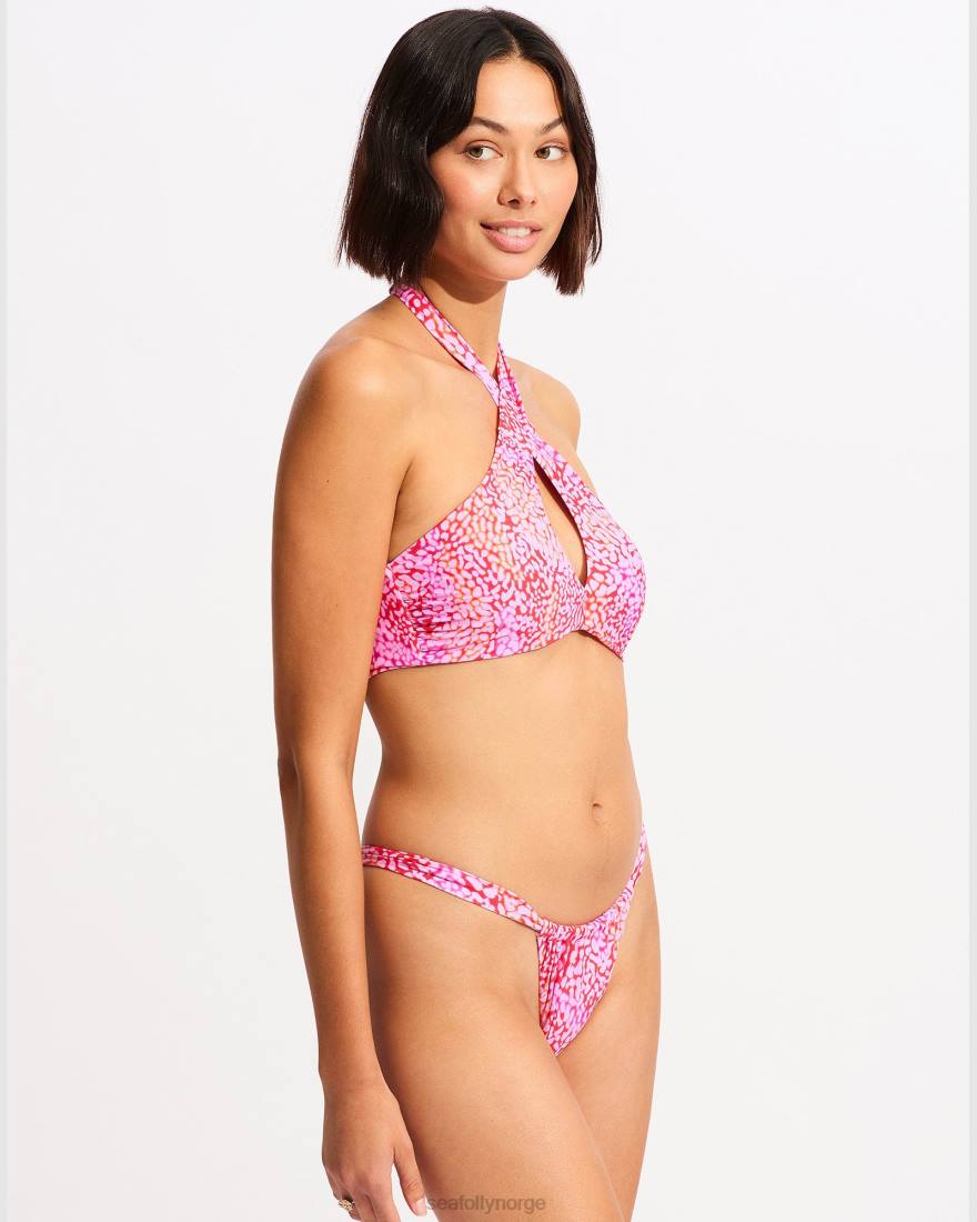 badetøy Seafolly sea ​​skin cross front bh bikini topp fuchsia rose kvinner D86N326