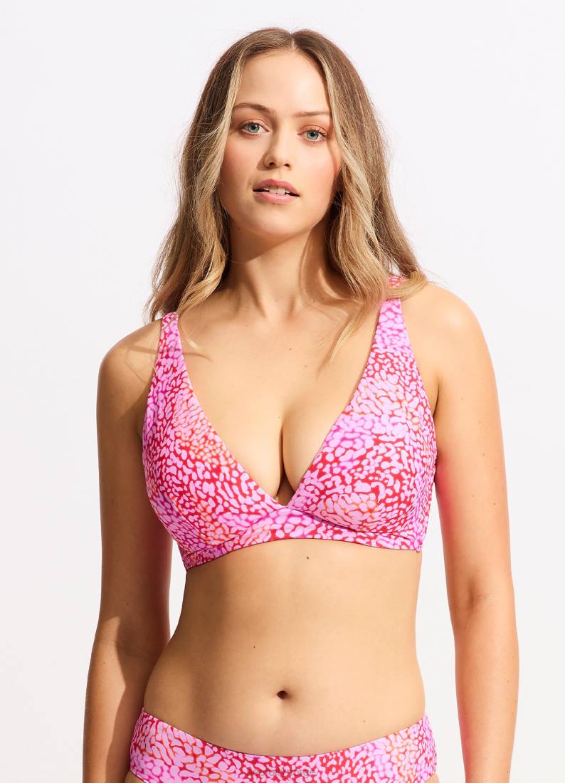badetøy Seafolly sea ​​skin dd fast tri bikini topp fuchsia rose kvinner D86N403