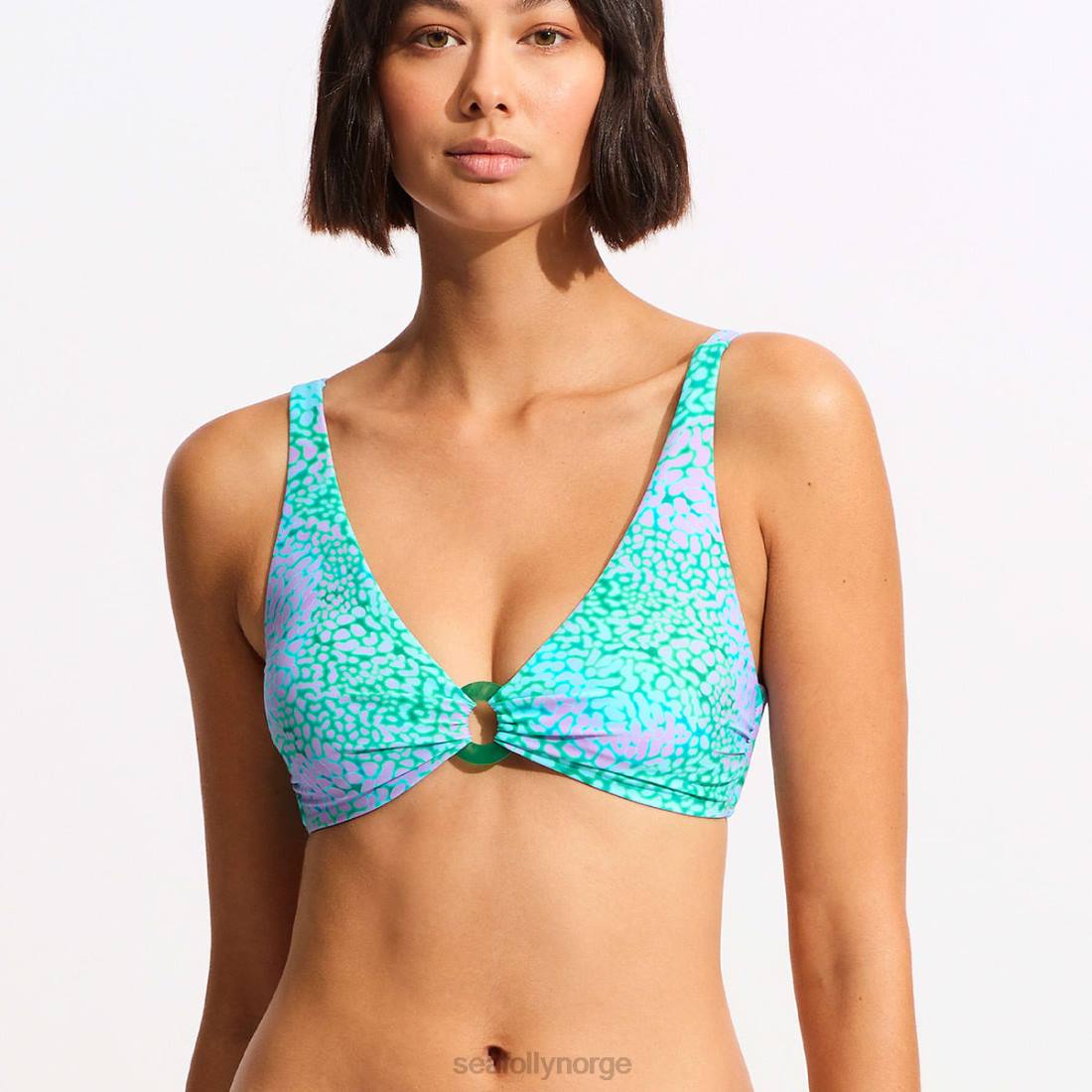 badetøy Seafolly sea ​​skin langline trekant bikini topp levende grønn kvinner D86N536