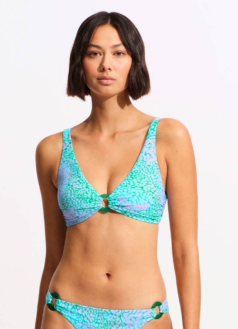 badetøy Seafolly sea ​​skin langline trekant bikini topp levende grønn kvinner D86N536